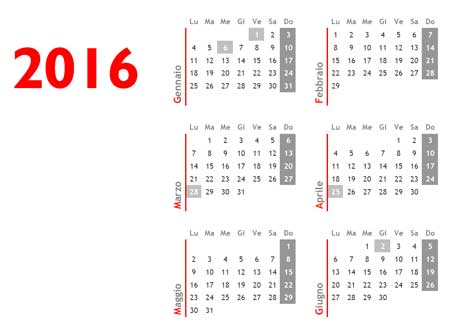 Calendario 2016 annuale