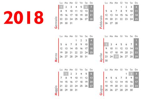 Calendario 2018 annuale