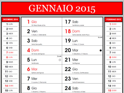Calendari 2015 con i santi