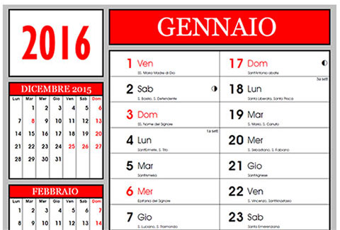 Calendari 2016 con santi