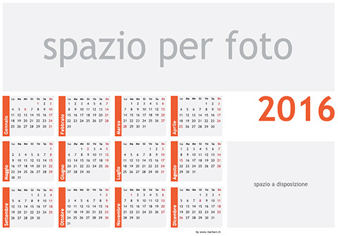 Calendari 2016 vettoriali