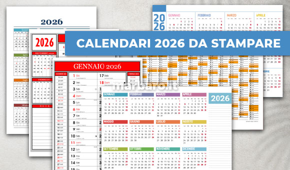 Calendari 2026 da stampare con le festività italiane Calendari 2026 da stampare con le festività italiane