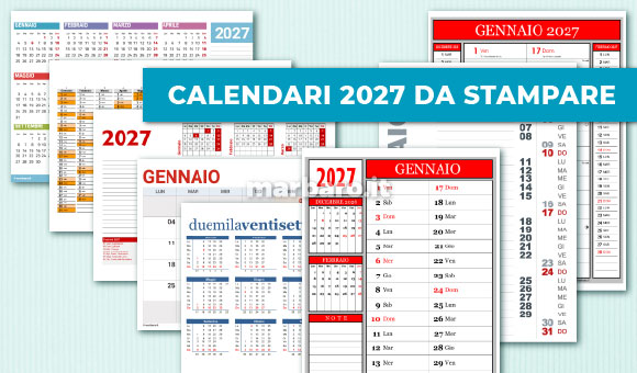 Calendari da stampare 2027 con le festività italiane