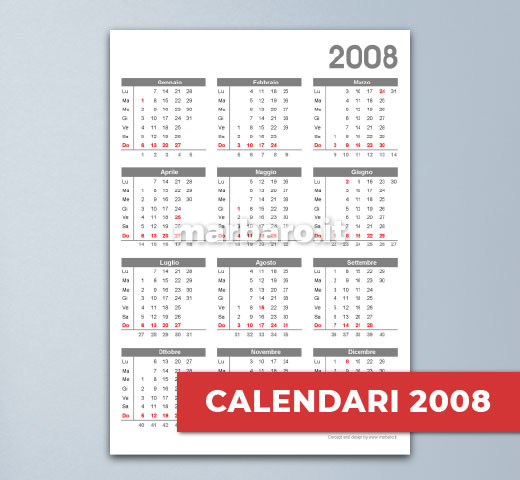 Calendari gratis 2008 in PDF da stampare