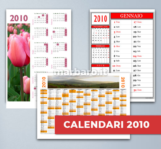 Calendari gratis 2010 in PDF da stampare