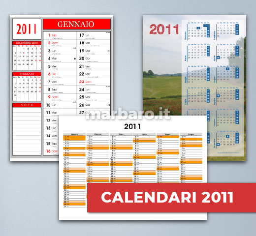 Calendari gratis 2011 in PDF da stampare