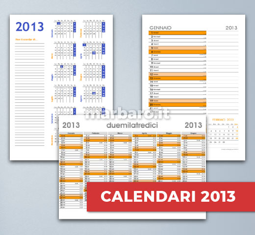 Calendari gratis 2013 in PDF da stampare
