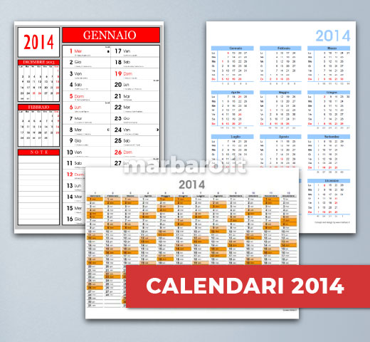 Calendari gratis 2014 in PDF da stampare