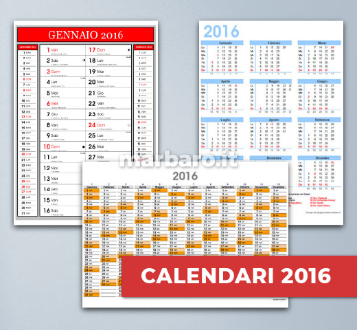 Calendari gratis 2016 in PDF da stampare