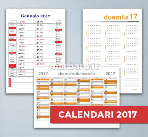 Calendari gratis 2017 in PDF da stampare