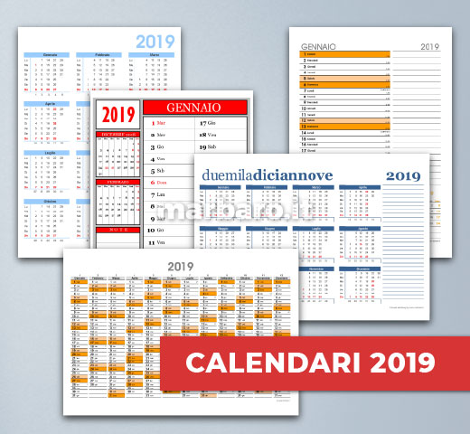 Calendari gratis 2019 in PDF da stampare
