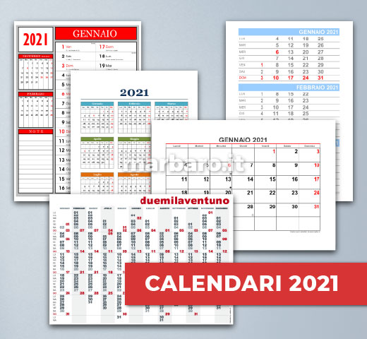 Calendari gratis 2021 in PDF da stampare