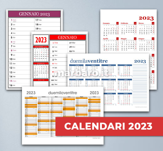 Calendari gratis 2023 in PDF da stampare