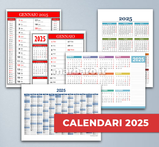 Calendari gratis 2025 in PDF da stampare