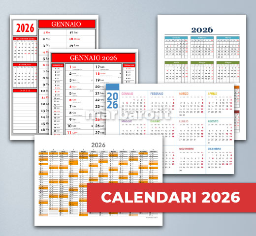 Calendari gratis 2026 in PDF da stampare