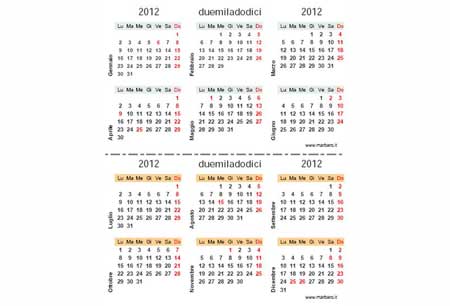 Calendario 2012 compatto