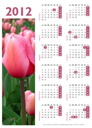 Calendario 2012 con foto di fiori