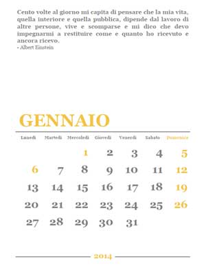 Calendario 2014 mensile da stampare