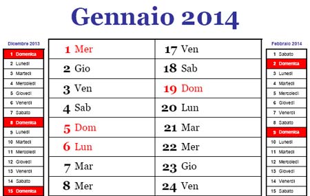 Calendario 2014 mensile olandese