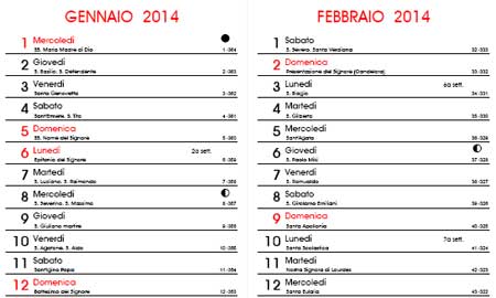 Calendario 2014 lunare