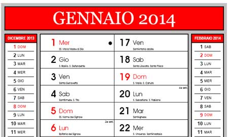 Calendario 2014 con i santi