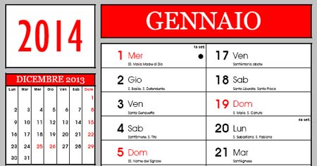 Calendario 2014 con le fasi lunari