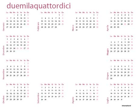 Calendari 2014 vettoriali
