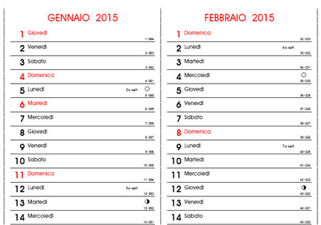 Calendari mensili 2015 gratis