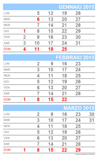 Calendario 2015 mensile PDF