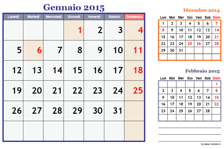 Calendari mensili 2015 PDF