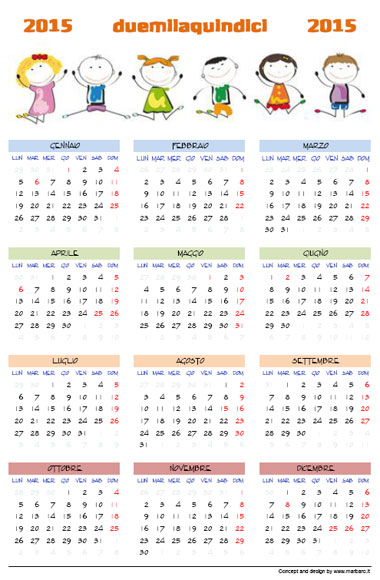 Calendario 2015 per bambini da stampare