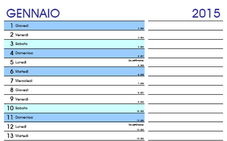 Calendario mensile 2015 gratis