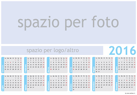 Calendario 2016 Photoshop