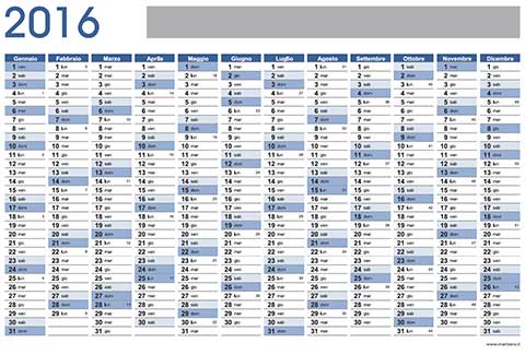 Calendari 2016 planner vettoriali