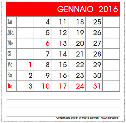 Calendari 2016 da ufficio