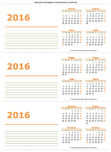 Calendari 2016 da tavolo