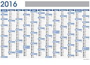 Calendario vettoriale 2016