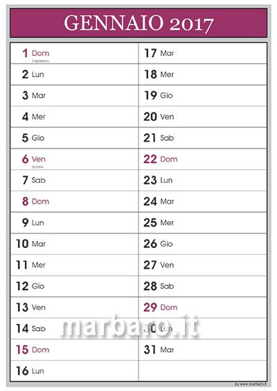 Calendario 2017 Mensile Da Stampare Scarica Gratis Il Pdf