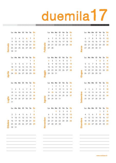 Calendario 2017 A4
