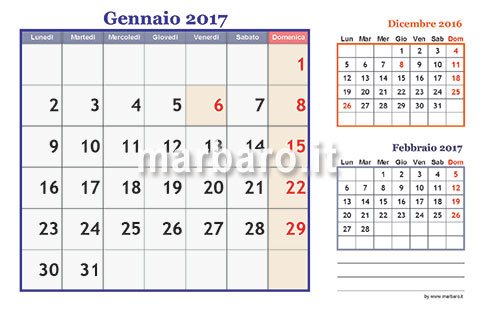 Calendario 2017 12 mesi PDF