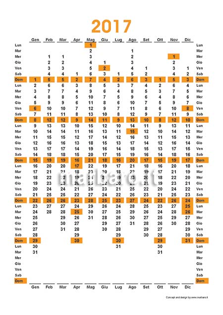 Calendario 2017 verticale