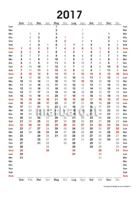 Calendario annuale 2017 gratis