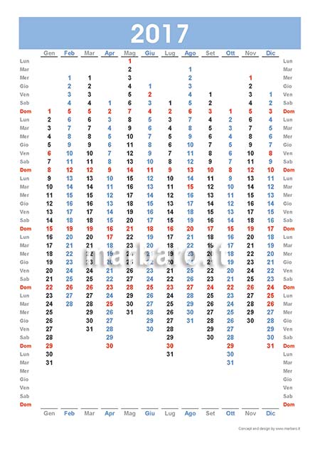 Calendario annuale 2017 da stampare
