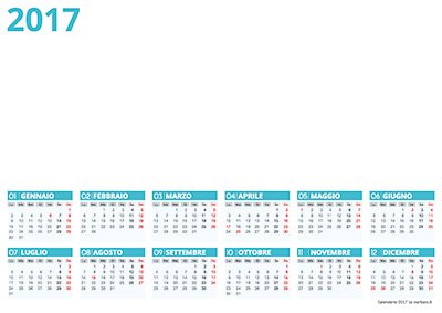 Calendario 2017 per Photoshop