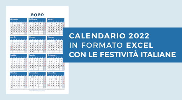 Calendario 2022 Excel con festività italiane