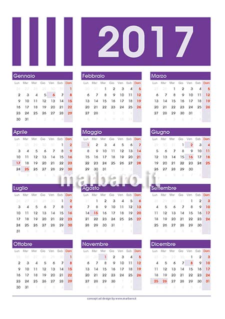 Calendario annuale 2017 stampabile