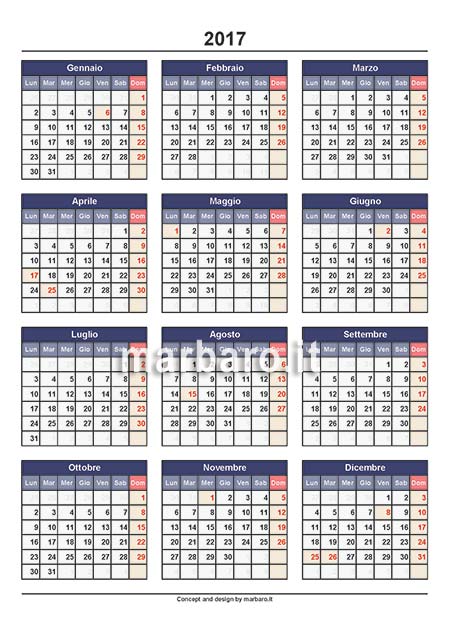 Calendario annuale 2017