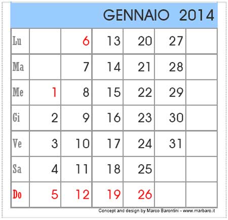 Calendari 2015 da tavolo