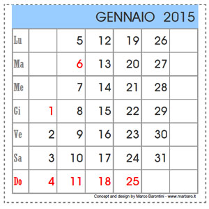 Calendari da tavolo 2015