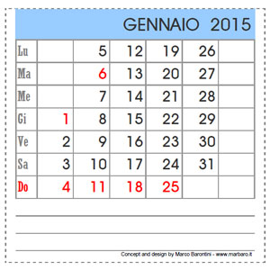 Calendari da scrivania 2015